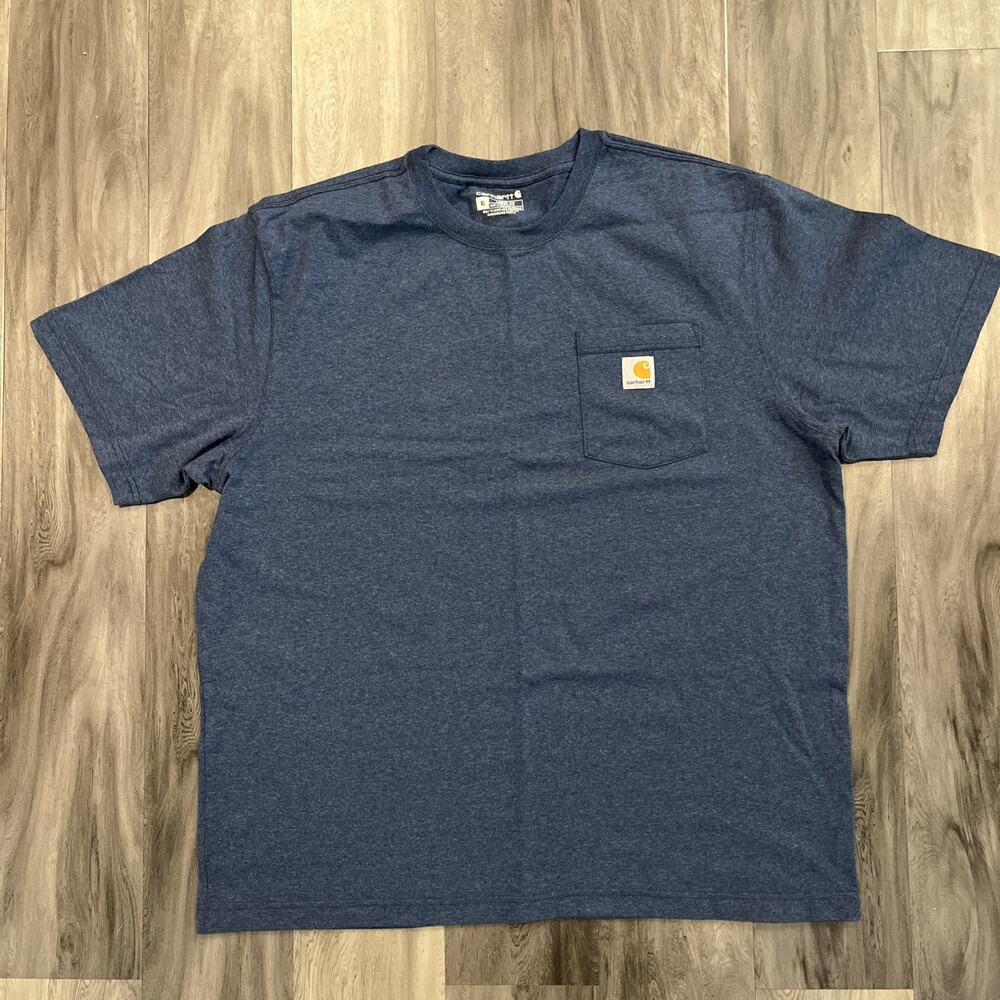 Carhartt Men’s Short Sleeve T Shirt Loose Fit Size XL Denim-Blue Chest Pocket